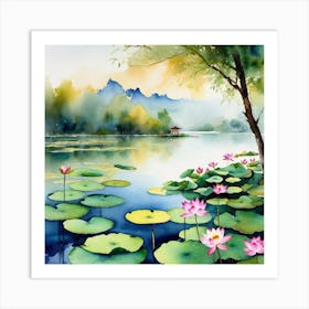 Water Lily Painting 1 Art Print