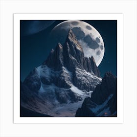 Full Moon Over Mountains 2 Art Print