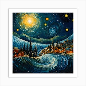 Retro Elegance in Starry Tidings Art Print