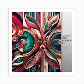 Revolutionary, full-screen art with vibrant, abstract shapes, intricate details, and metallic accents.4 Art Print