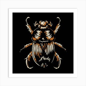 Scarab Beetle Insect Entomology Black Egyptian Art Print