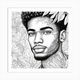 Young Man Colouring 2 Art Print