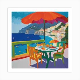 The Amalfi Coast Series in Style of David Hockney 1 Art Print