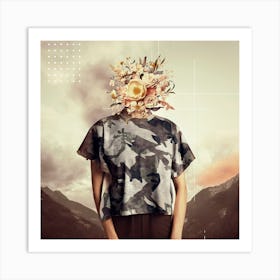 Woman With Flowers On Her Head Art Print