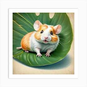 Hamster On Leaf 4 Art Print