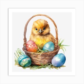 Easter Chick In Basket 8 Art Print