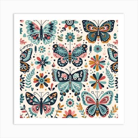 Scandinavian style,Pattern with colorful Butterfly 2 Art Print