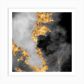 100 Nebulas in Space with Stars Abstract in Black and Gold n.061 Art Print
