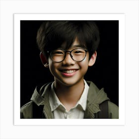 Portrait Of A Young Boy With Glasses 1 Art Print