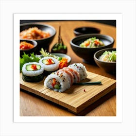 Sushi On A Wooden Board Art Print