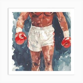 The Boxer in the Ring with Red Boxing Gloves Art Print