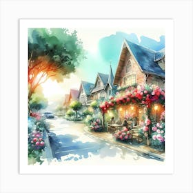 Watercolor Street Scene 1 Art Print