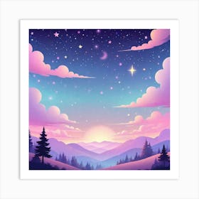Sky With Twinkling Stars In Pastel Colors Square Composition 190 Art Print