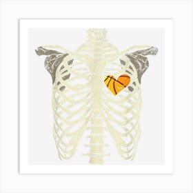 Vintage Rib Cage Heart Basketball Halloween Basketball Lover Art Print