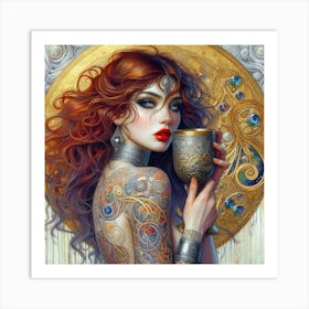 Celtic Priestess Art: Yayoi Kusama, Gustav Klimt, Vlad Safronov Inspiration. Art Print