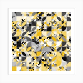 Abstract Yellow And Black Pattern Art Print