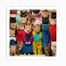 Cat Couture: Exploring a Parallel Purr-fection in Hyper-Detailed Wall Art Art Print