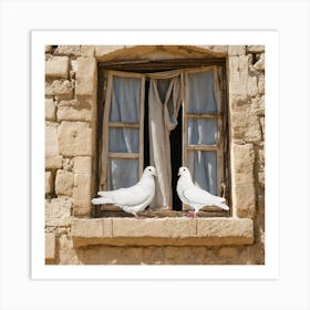 Doves In The Window Art Print