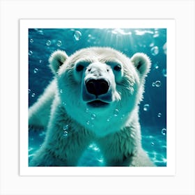 Under the Sea, Polar Bear Cub Swimming Art Print
