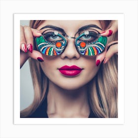 Beautiful Woman With Colorful Sunglasses Art Print