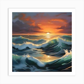 Sunset Over The Ocean Art Print