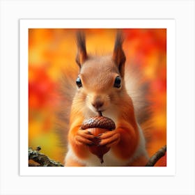 Squirrel Eating Acorn 1 Art Print