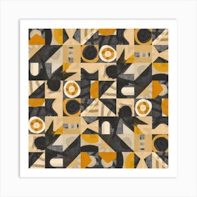 Mid Century Grid Pattern Eight Square Art Print