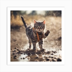 Cat In Mud Art Print