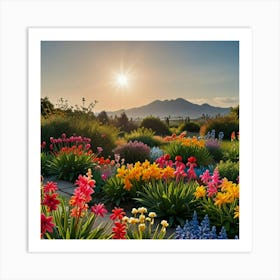 Colorful Flowers In A Garden 1 Art Print