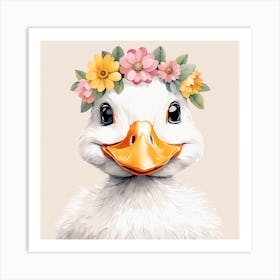 Floral Baby Duck Nursery Illustration (17) Art Print