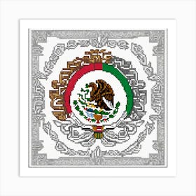 Mexico Flag Cross Stitch Pattern Art Print