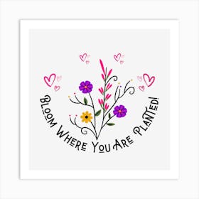 Flowers And Hearts Art Print