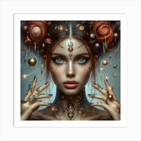 Girl With A Lot Of Jewelry Art Print