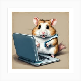 Hamster On A Laptop 5 Art Print