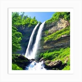 Waterfall - Waterfall Stock Videos & Royalty-Free Footage 8 Art Print