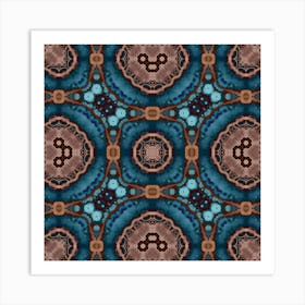 Blue Fractal Mandala 1 Art Print