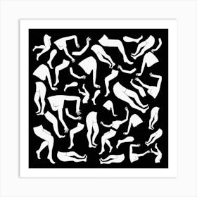 Black And White Figures Square Art Print