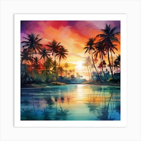 Sunset At The Beach 5 Art Print