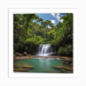 Waterfall In The Jungle 1 Art Print