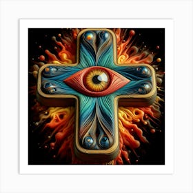 Cross Of Fire Art Print