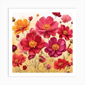 Cosmos Flowers 1 Art Print