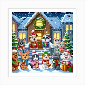 Christmas Pets 1 Art Print