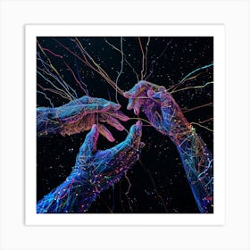 Two Hands Reaching For Each Other Art Print