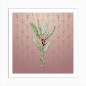 Vintage Parrot Heliconia Botanical on Dusty Pink Pattern n.1835 Art Print