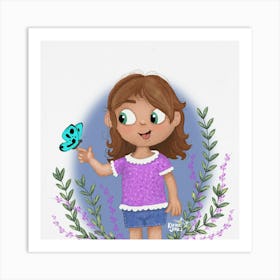Girl With Butterfly Art Print