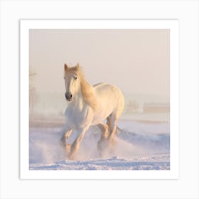 White Horse In The Snow Art Print