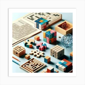 Puzzle Cubes Art Print