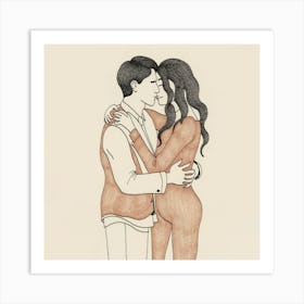 Couple Hugging 6 Art Print