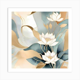 Aquarelle Lotus Flowers Art Print