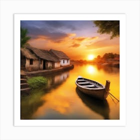 Sunset In Kerala Art Print